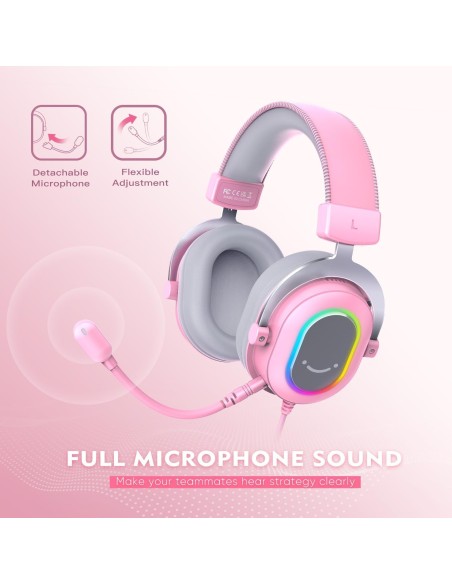 Casque Gaming Fifine H6 Rose- 7.1 Surround RGB | Abidia Madagascar