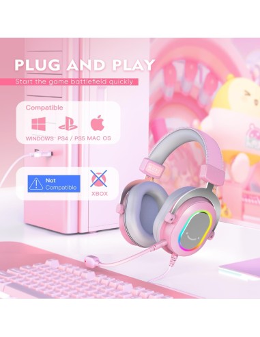 Casque Gaming Fifine H6 Rose- 7.1 Surround RGB | Abidia Madagascar