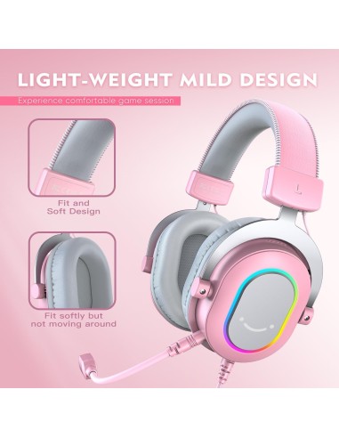 Casque Gaming Fifine H6 Rose- 7.1 Surround RGB | Abidia Madagascar
